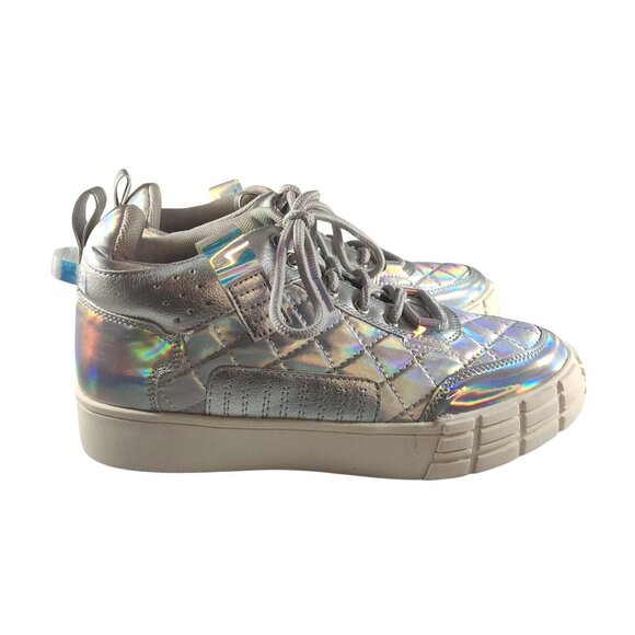 Shoedazzle Holographic Quilted Platform Iridescent High-Top Size 8 Sneakers - Picture 4 of 12